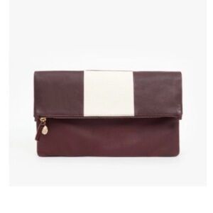Clare V - Foldover Clutch in Plum and Cream